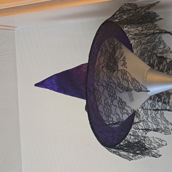 Halloween Witch Hat Purple Costume Skull Spider Web Lace - Picture 7 of 7